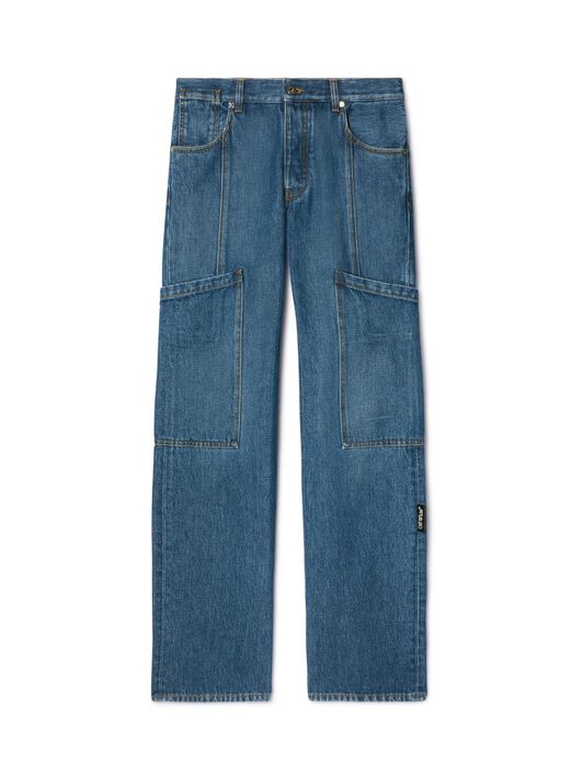 OFF WHITE Denim Cargo Pants BLUE OWYB01DS25DEN001