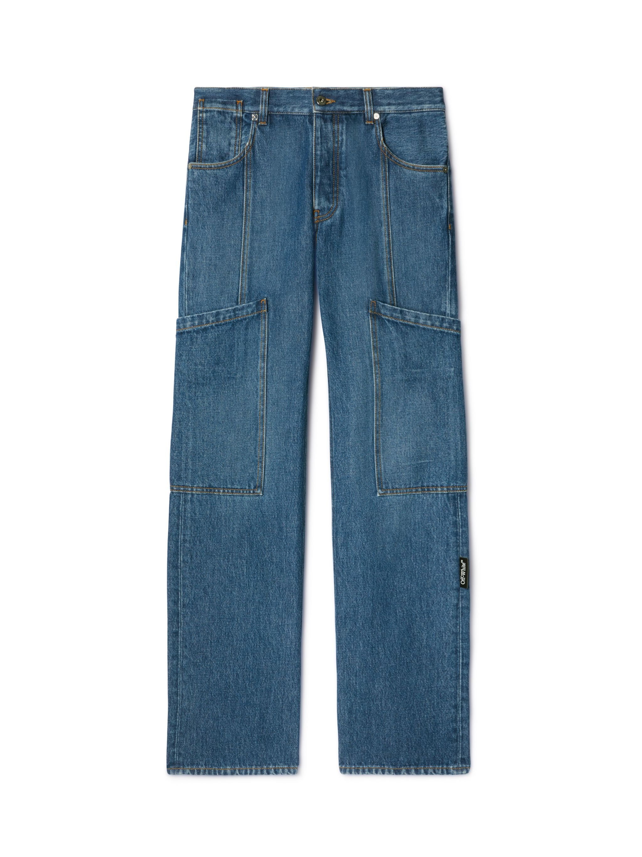 OFF WHITE Denim Cargo Pants BLUE OWYB01DS25DEN001