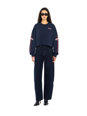 OFF WHITE Logo Patch Star Cropped Sweatshirt Dark Sapphire High Risk Red 2FE00512T