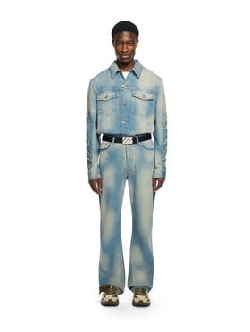 OFF WHITE Diagonal Raw Patch 90S Skate Jeans DIRTY BLUE - DIRTY BLUE OMYA18WF25DEN003
