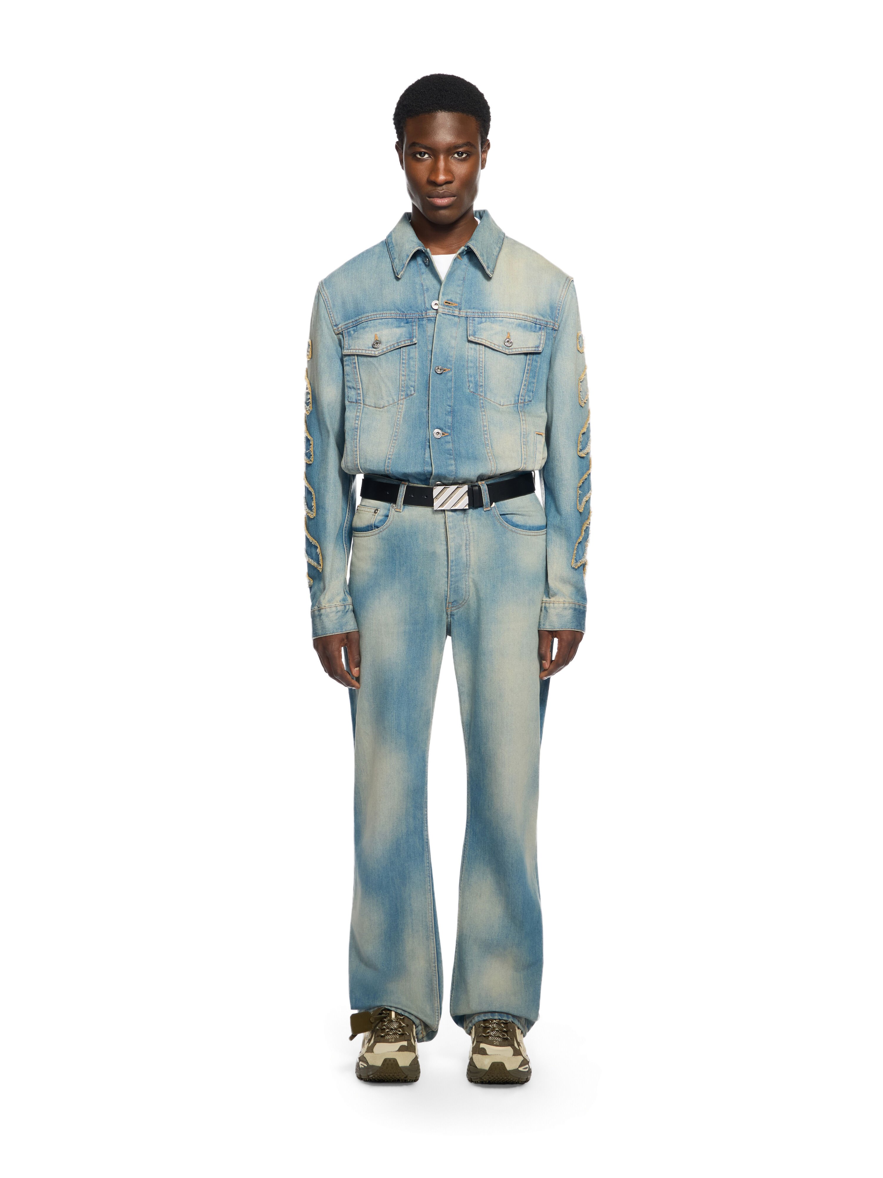 Diagonal Raw Patch 90S Skate Jeans OFF WHITE Diagonal Raw Patch 90S Skate Jeans DIRTY BLUE - DIRTY BLUE OMYA18WF25DEN003