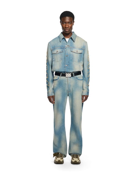 Diagonal Raw Patch 90S Skate Jeans OFF WHITE Diagonal Raw Patch 90S Skate Jeans DIRTY BLUE - DIRTY BLUE OMYA18WF25DEN003