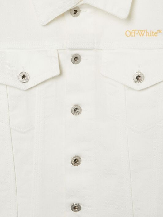 OFF WHITE Diagonal Bookish Denim Jacket WHITE OGYE002S25DEN001