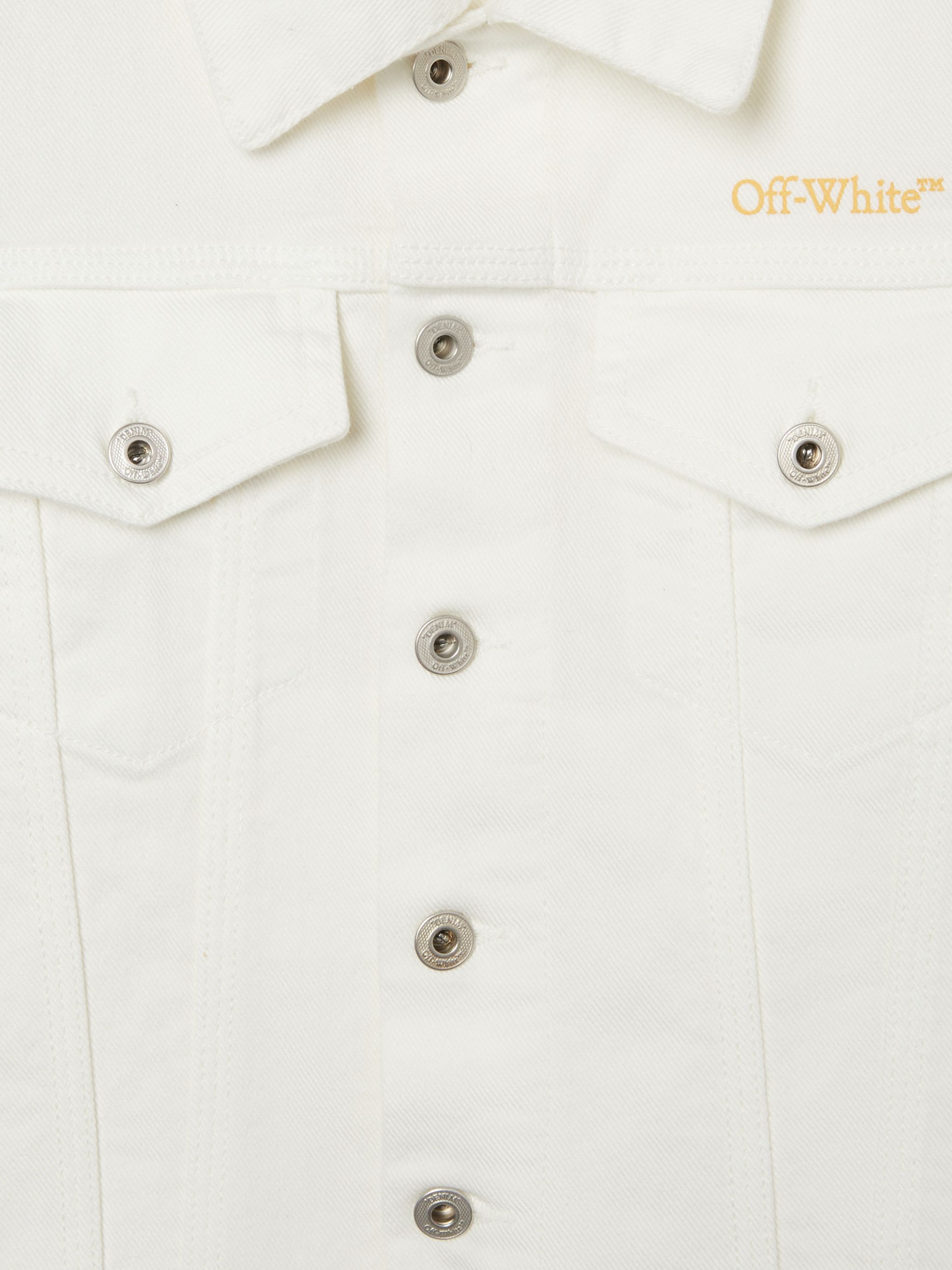 OFF WHITE Diagonal Bookish Denim Jacket WHITE OGYE002S25DEN001