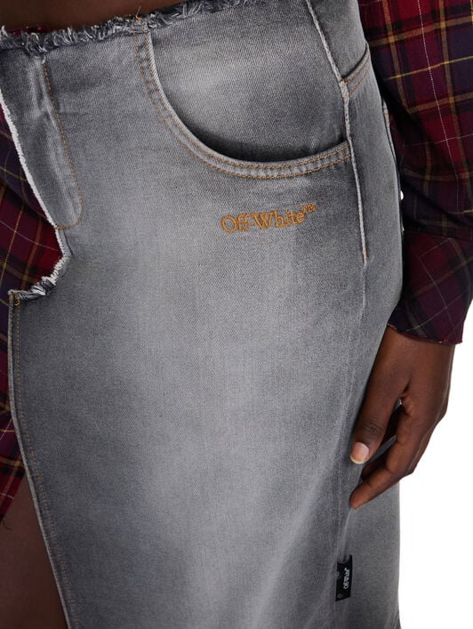 Check Flannel Denim Skirt OFF WHITE Check Flannel Denim Skirt BLEACH BLACK-TABACCO OWYF02FF25DEN001