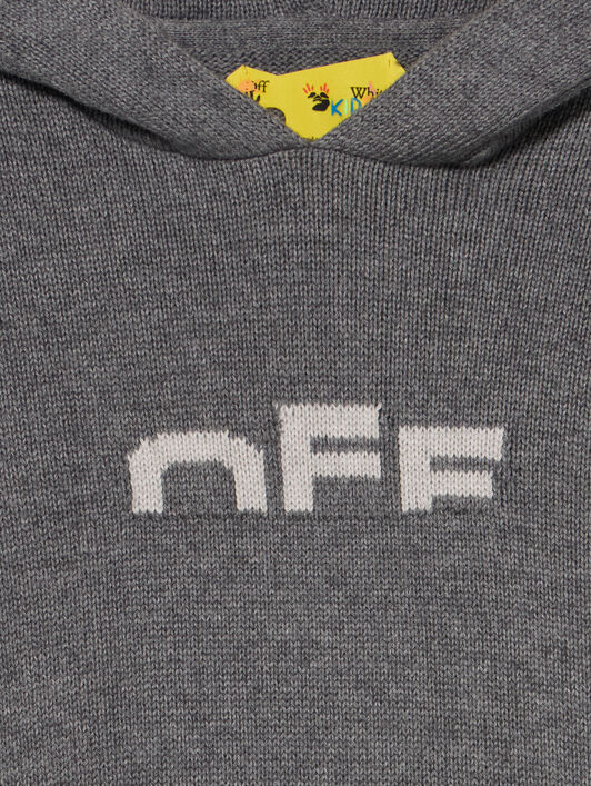 OFF WHITE Type Logo Knit Logo Hoodie DARK GREY - LIGHT GREY OBHU001F25KNI001