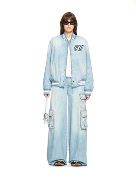 OFF WHITE Helle Blaue Denim Cargo-Hose Mit Weitem Bein BLAU OWYB019S25DEN002