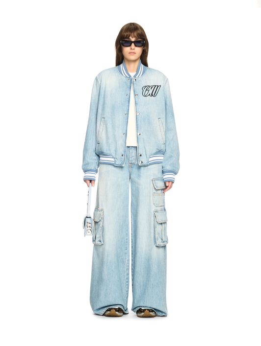 OFF WHITE Helle Blaue Denim Cargo-Hose Mit Weitem Bein BLAU OWYB019S25DEN002