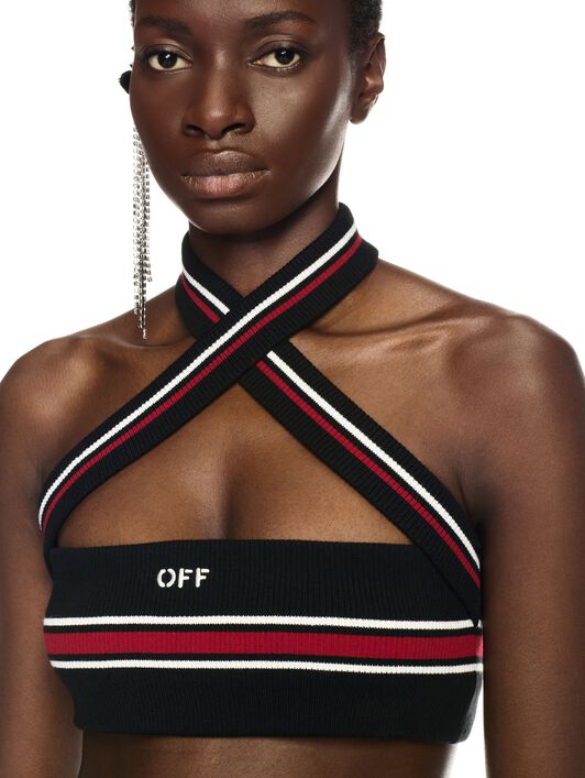 OFF WHITE Cross Collar Knit Bra BLACK OWHT027W24KNI001