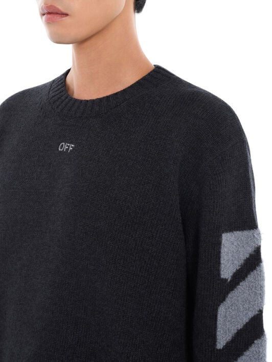 Diagonals Fuzzy Knit Crewneck OFF WHITE Diagonals Fuzzy Knit Crewneck ANTRACITE 44MHE087F26K002