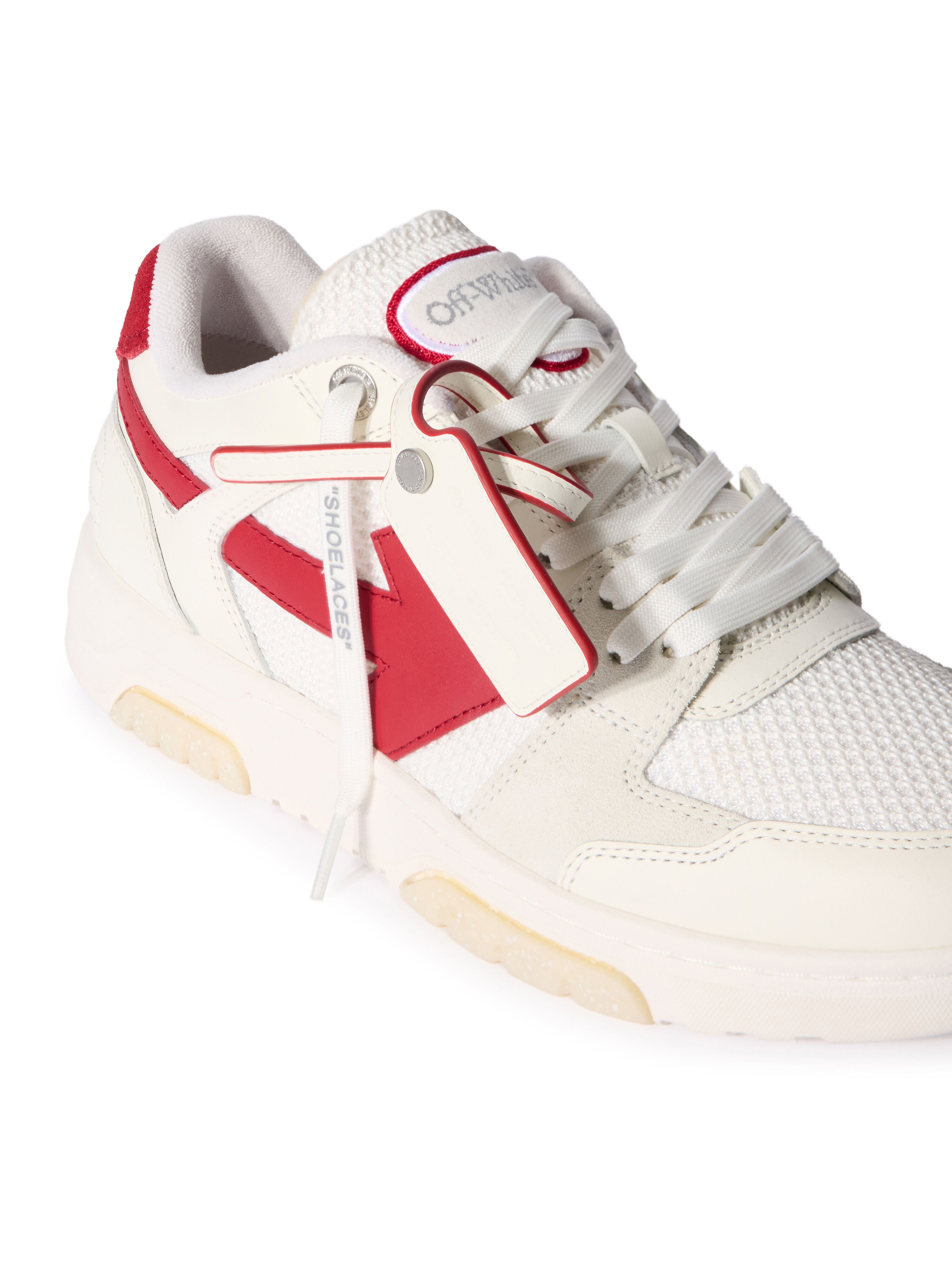 OFF WHITE Out Of Office Slim Sneakers WHITE - STRAWBERRY RED OMIA243F25LEA001