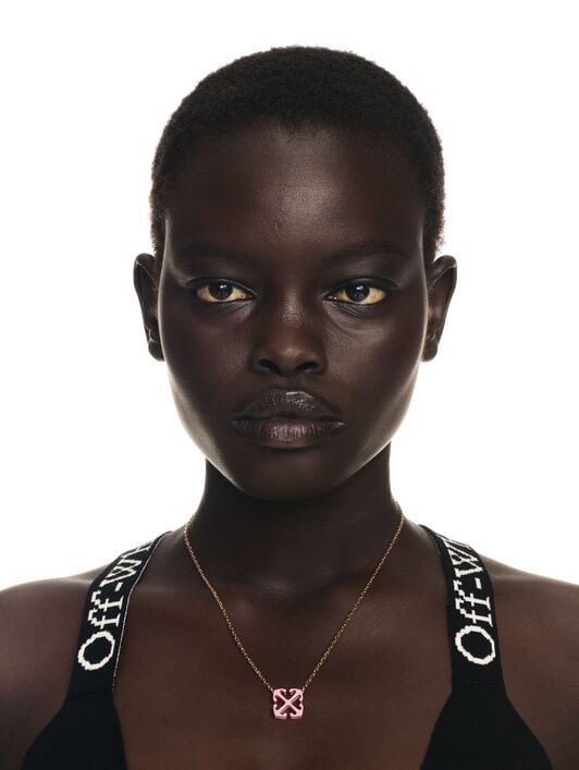 OFF WHITE ENAMEL ARROW NECKLACE  OWOB13GF24MET001