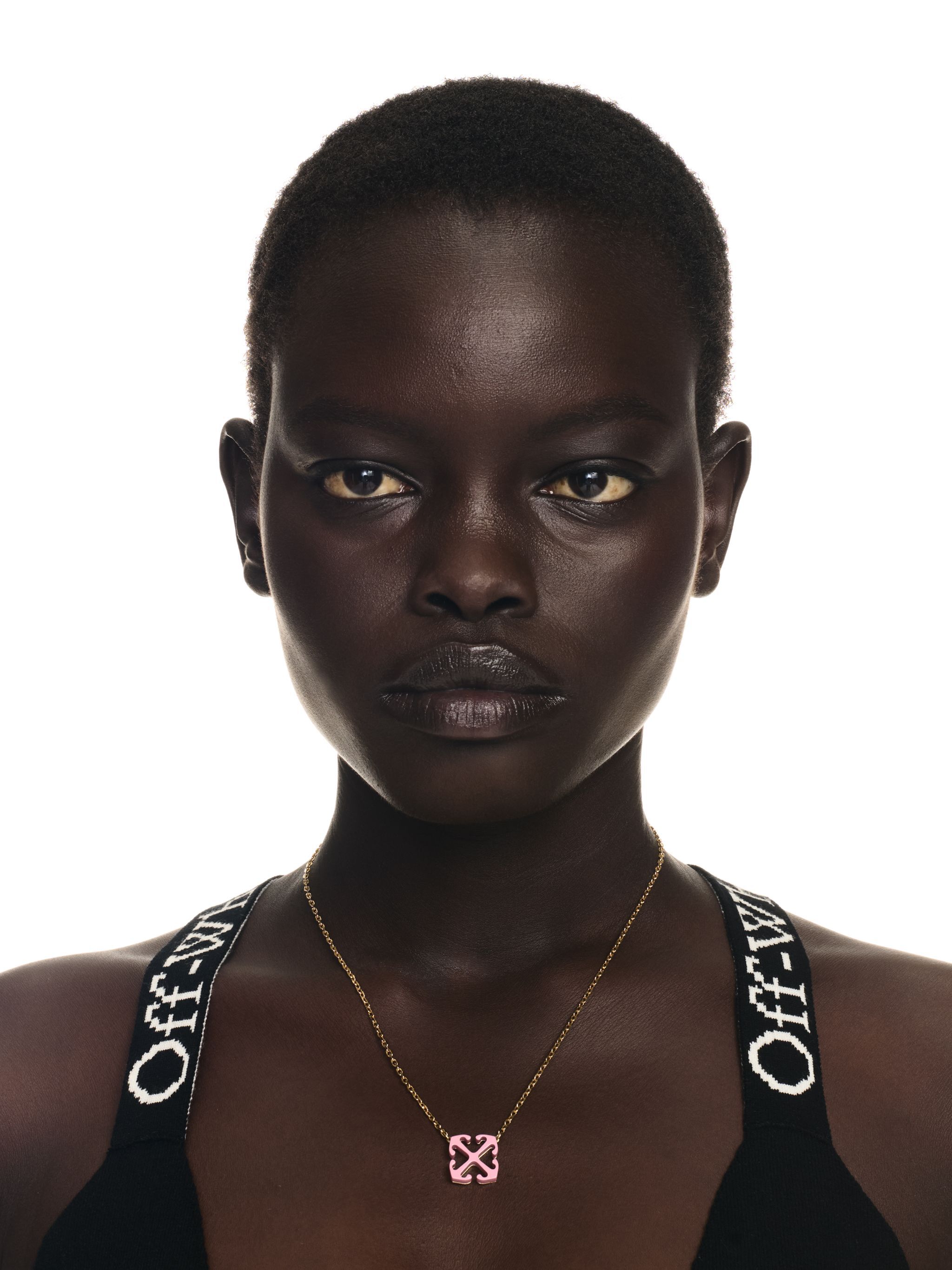 OFF WHITE ENAMEL ARROW NECKLACE  OWOB13GF24MET001