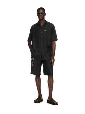 OFF WHITE Black Barber Arrow Silk Bowling Shorts BLACK OMCB092S25FAB005