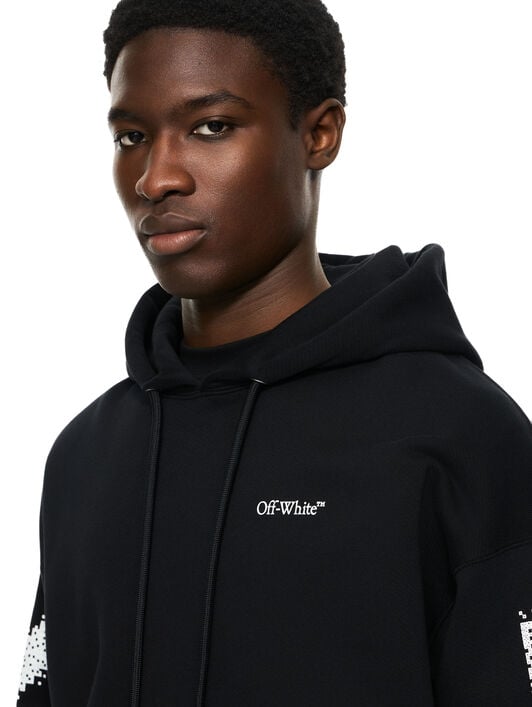OFF WHITE Pixel Diagonal Skate Hoodie BLACK-WHITE 44MBB085G5F004