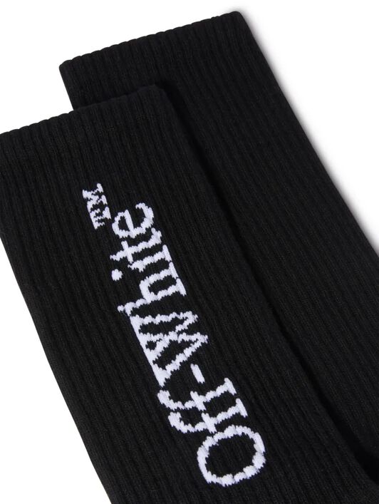 OFF WHITE Calzini Neri Medi Con Logo Bookish NERO OMRA085C99KNI001