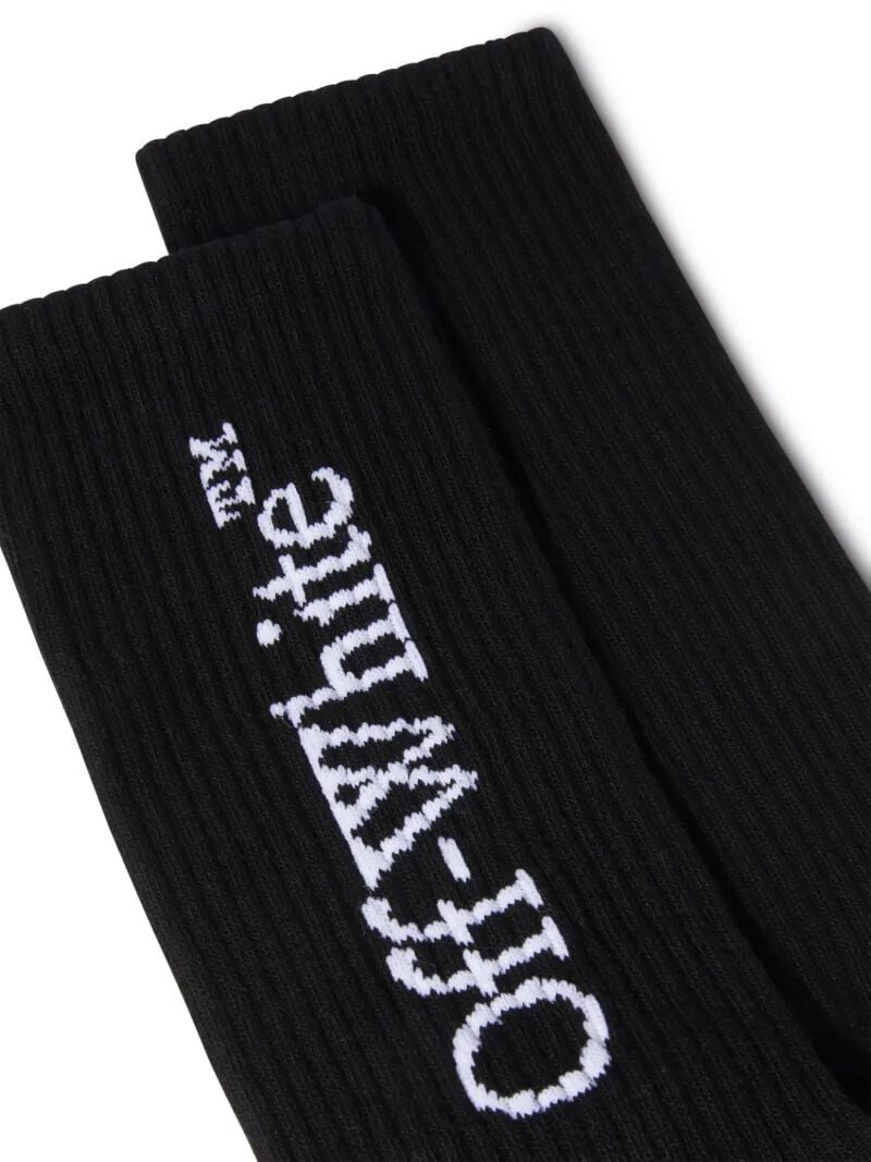 OFF WHITE Calzini Neri Medi Con Logo Bookish NERO OMRA085C99KNI001