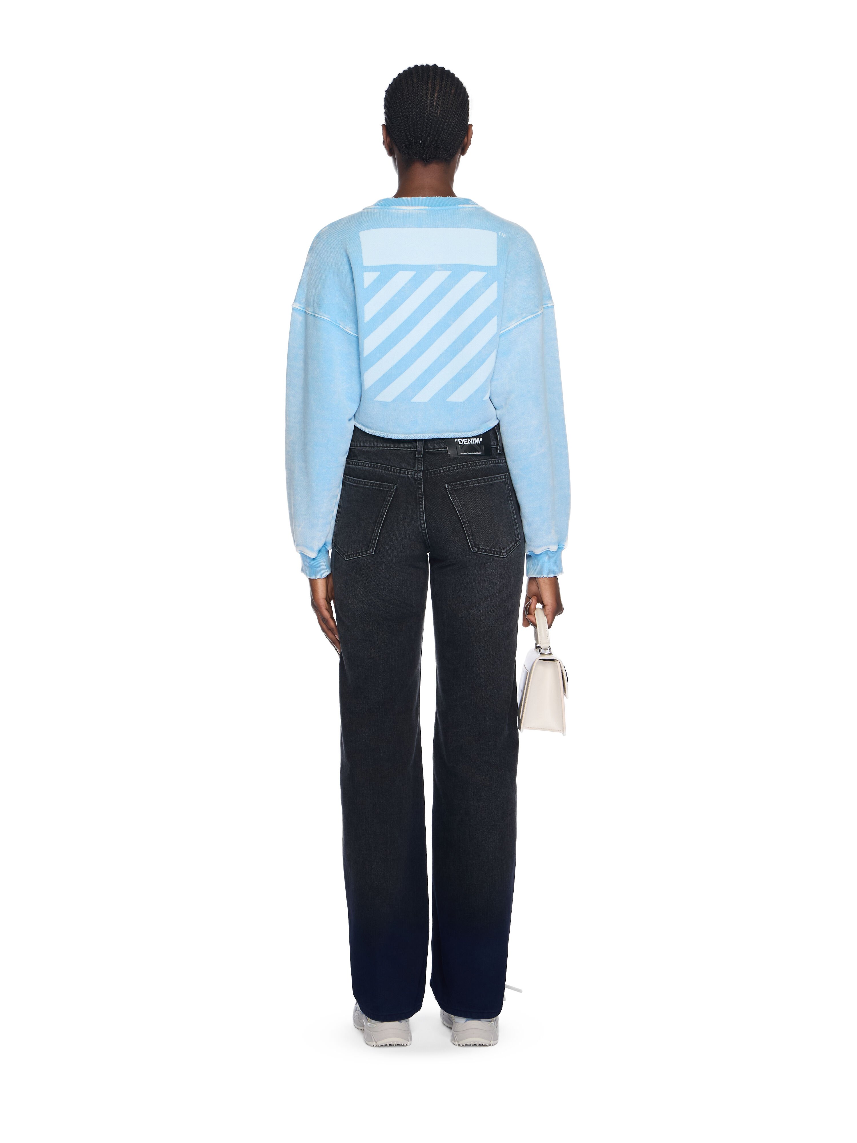 Switch Off Crop Crewneck Sweatshirt OFF WHITE Switch Off Crop Crewneck Sweatshirt LIGHT BLUE - WHITE OWBA07DT25FLE001