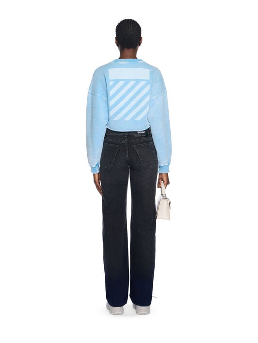 Switch Off Crop Crewneck Sweatshirt OFF WHITE Switch Off Crop Crewneck Sweatshirt LIGHT BLUE - WHITE OWBA07DT25FLE001