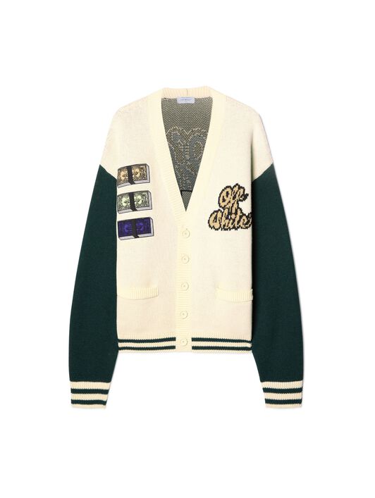 CRYSTAL CASH COLLEGE-CARDIGAN OFF WHITE CRYSTAL CASH COLLEGE-CARDIGAN NEUTRAL OMHB019S25KNI003