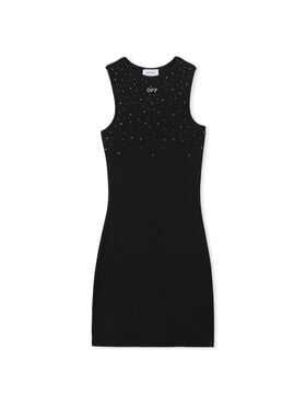 OFF WHITE OW X Swarovski Ribbed Rowing Dress BLACK 2DB463S26JER001