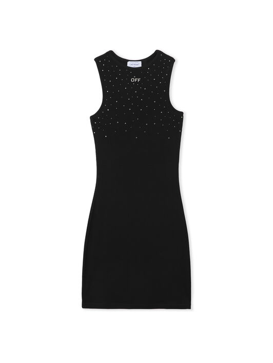 OFF WHITE OW X Swarovski Ribbed Rowing Dress BLACK 2DB463S26JER001
