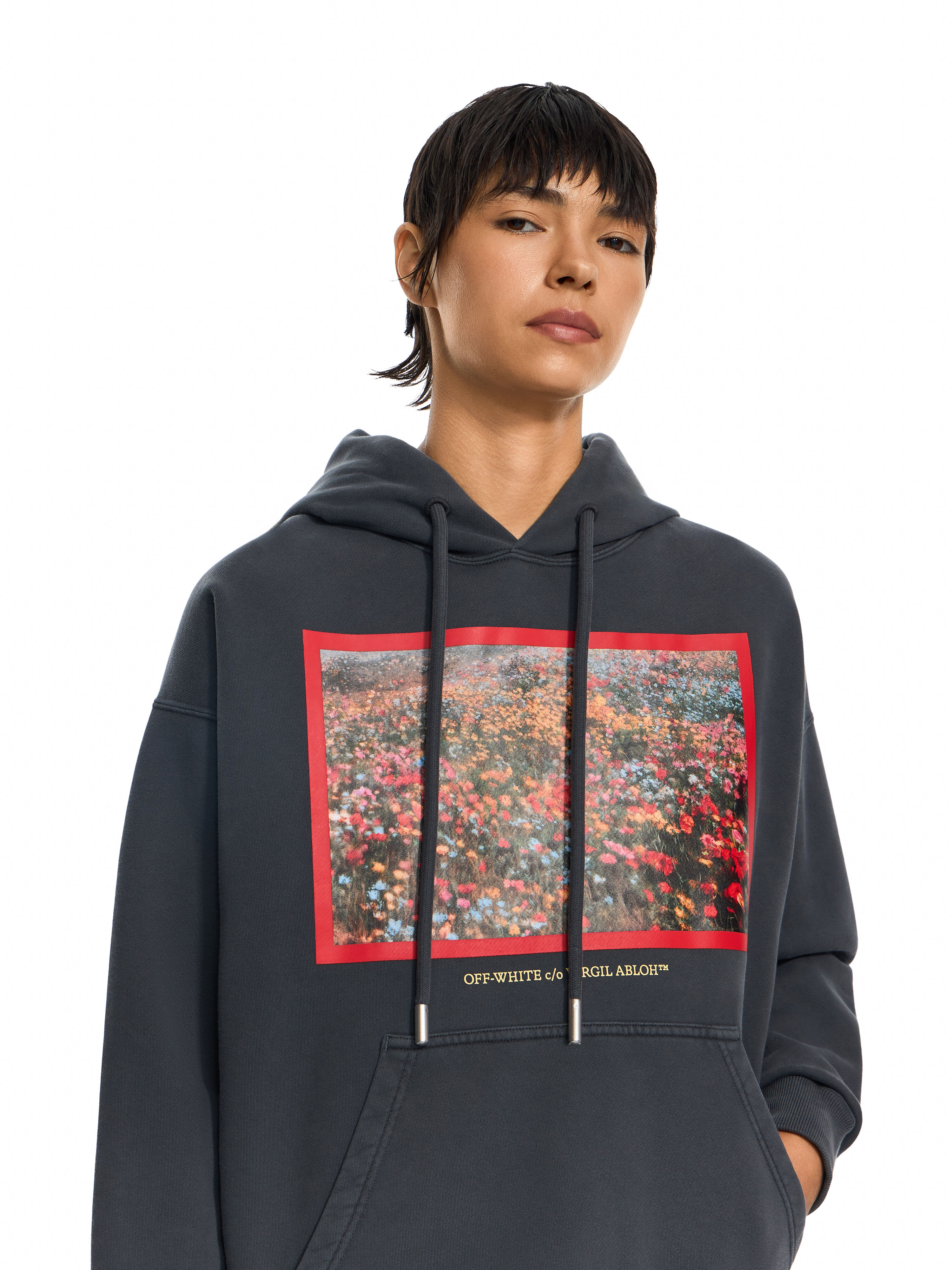 Flowers Field Skate Hoodie OFF WHITE Flowers Field Skate Hoodie Fade Out Black High Risk Red 2FE00447T