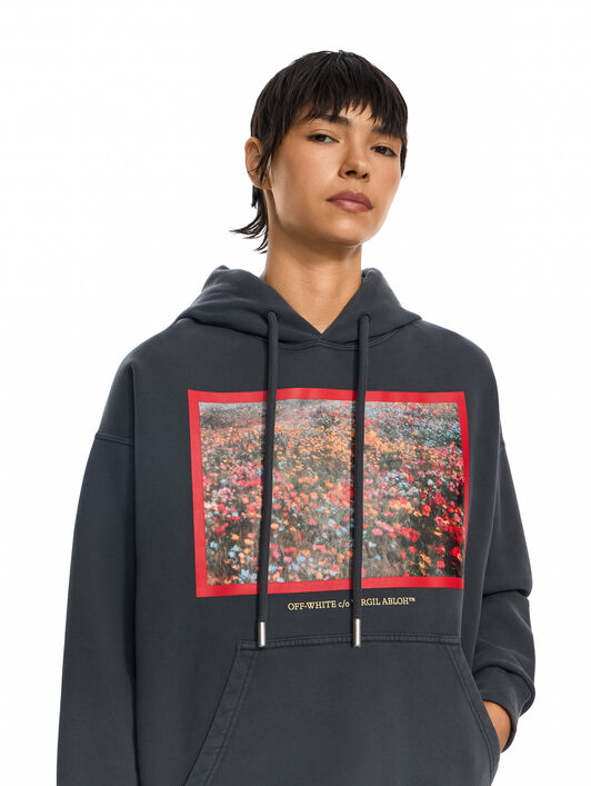 Flowers Field Skate Hoodie OFF WHITE Flowers Field Skate Hoodie Fade Out Black High Risk Red 2FE00447T