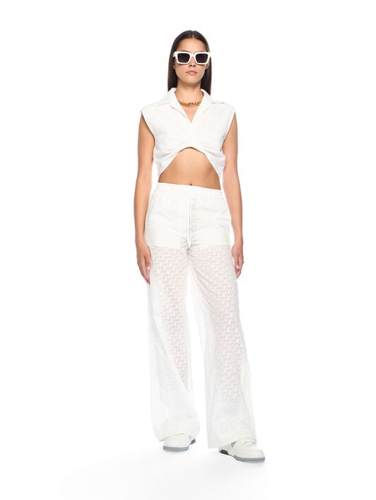 OFF WHITE Off Stamp Wide-Leg Pants WHITE - YELLOW OWCA196T25FAB001