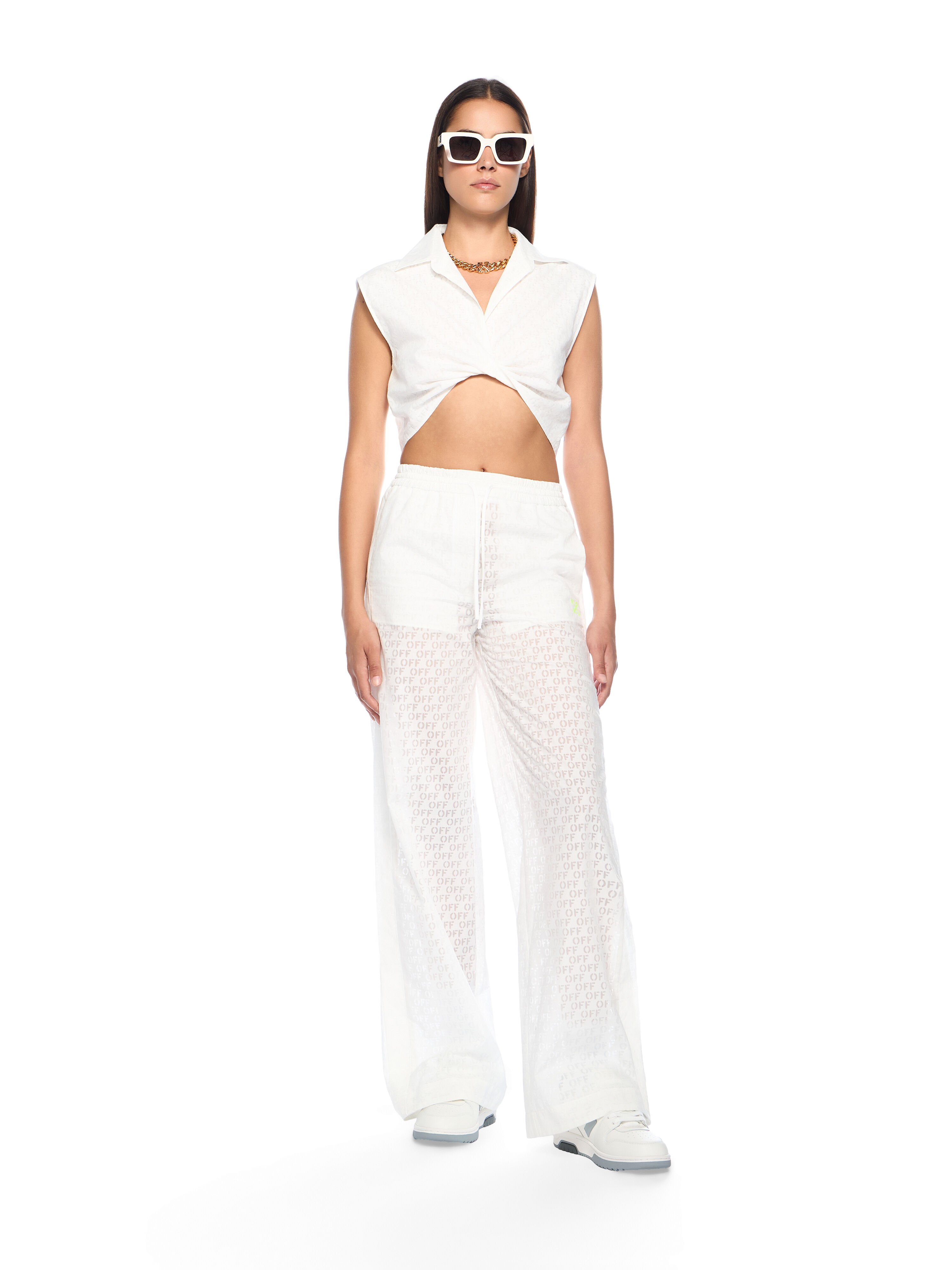 OFF WHITE Off Stamp Wide-Leg Pants WHITE - YELLOW OWCA196T25FAB001