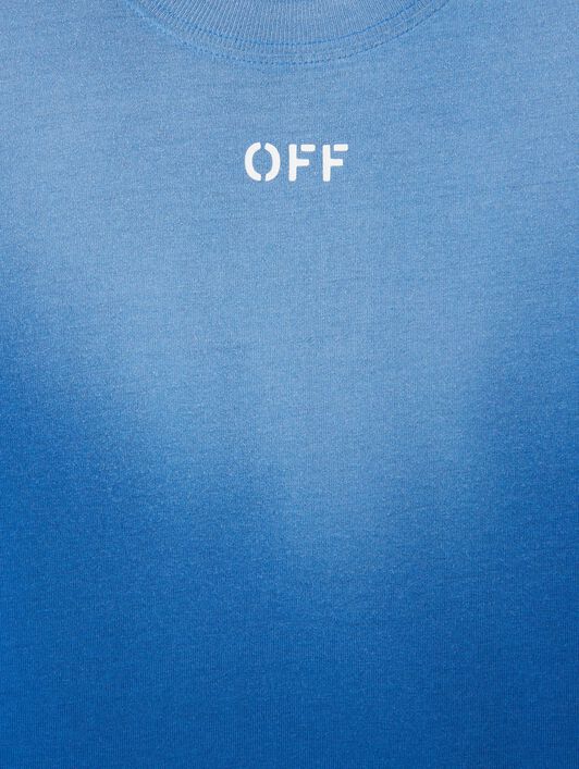 OFF WHITE Bleached Stamp T-Shirt BLUE OBAA002S25JER006