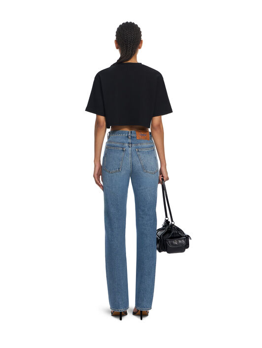 Off Stamp Rib Cropped Tee OFF WHITE Off Stamp Rib Cropped Tee Black-White 2FA00678T