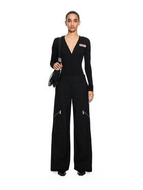 OFF WHITE Heavy Jersey Button-Up Bodysuit Black-Haute Red 2DD04LS26JER001