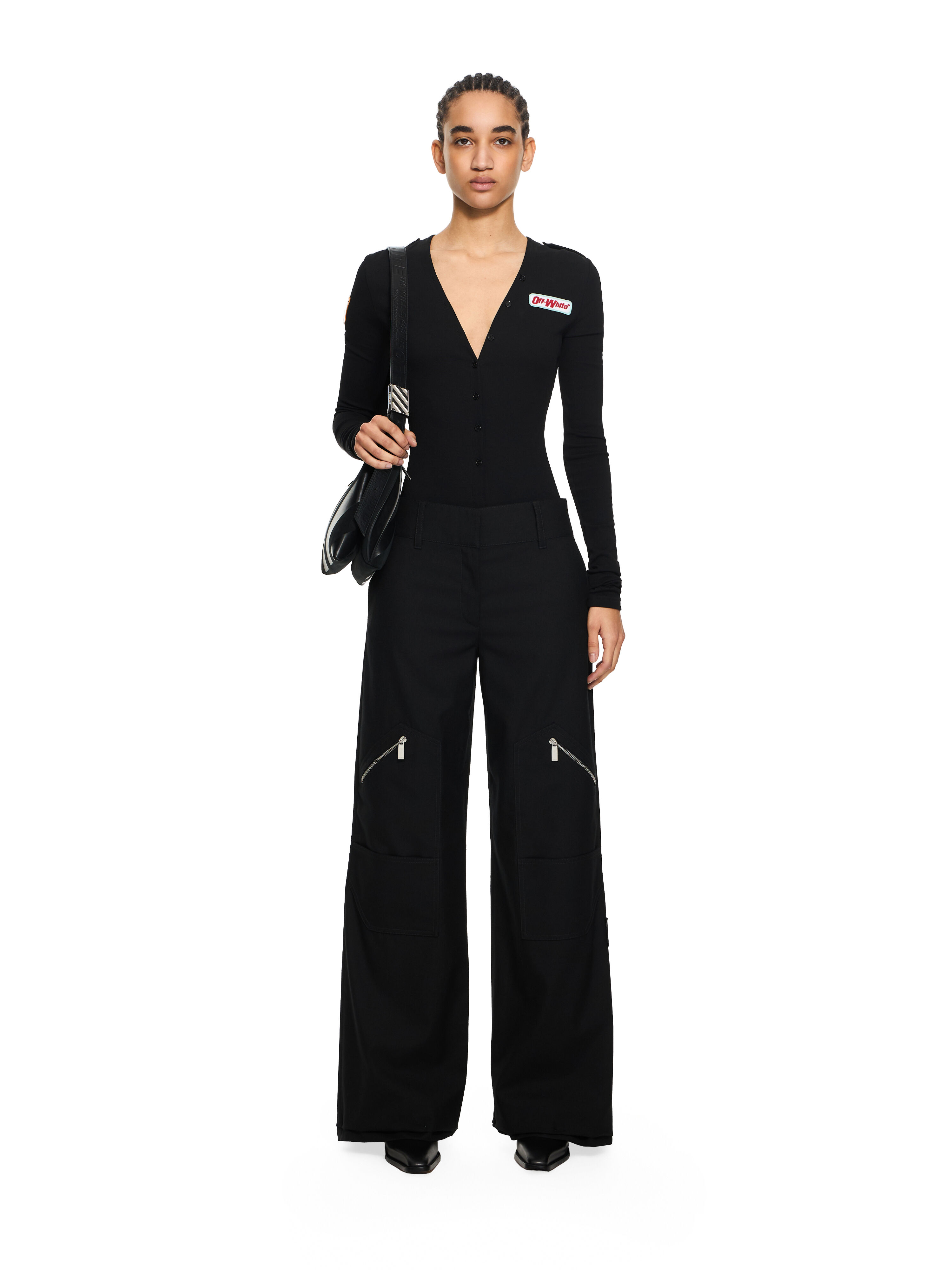 Heavy Jersey Button-Up Bodysuit OFF WHITE Heavy Jersey Button-Up Bodysuit Black-Haute Red 2DD04LS26JER001