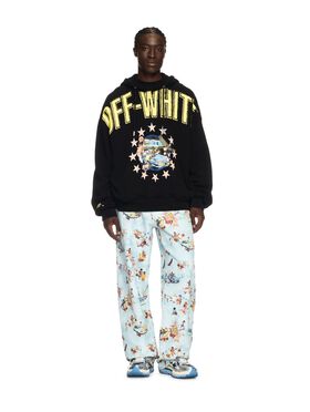 OFF WHITE Felpa Nera Con Cappuccio E Motivo Fresco Star NERO OMBB118S25FLE001