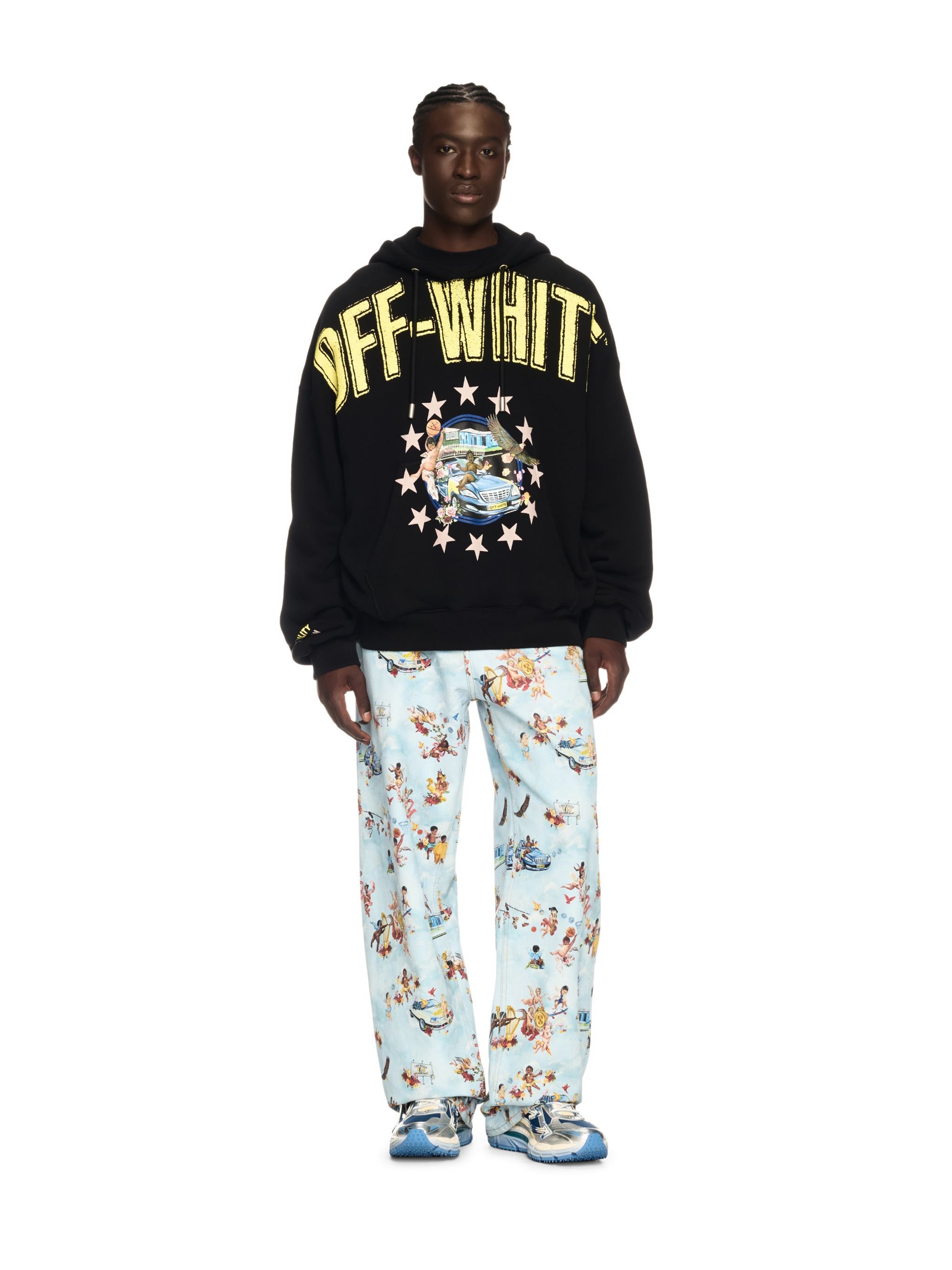 OFF WHITE Fresco Star Over Hoodie Black - Light Ye BLACK OMBB118S25FLE001
