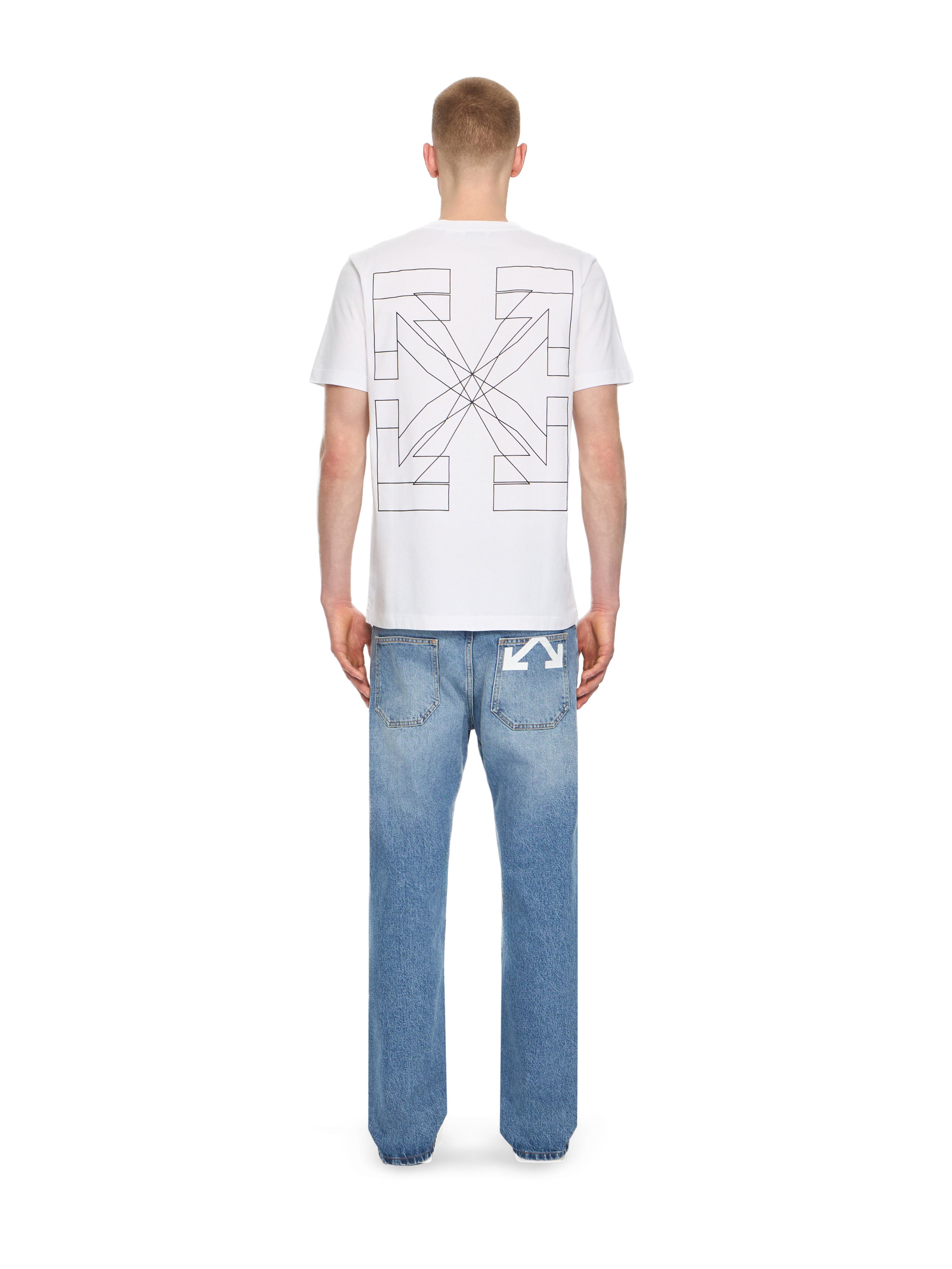 OFF WHITE Outline Double Arrow Slim T-shirt WHITE 44MAA027S26J003