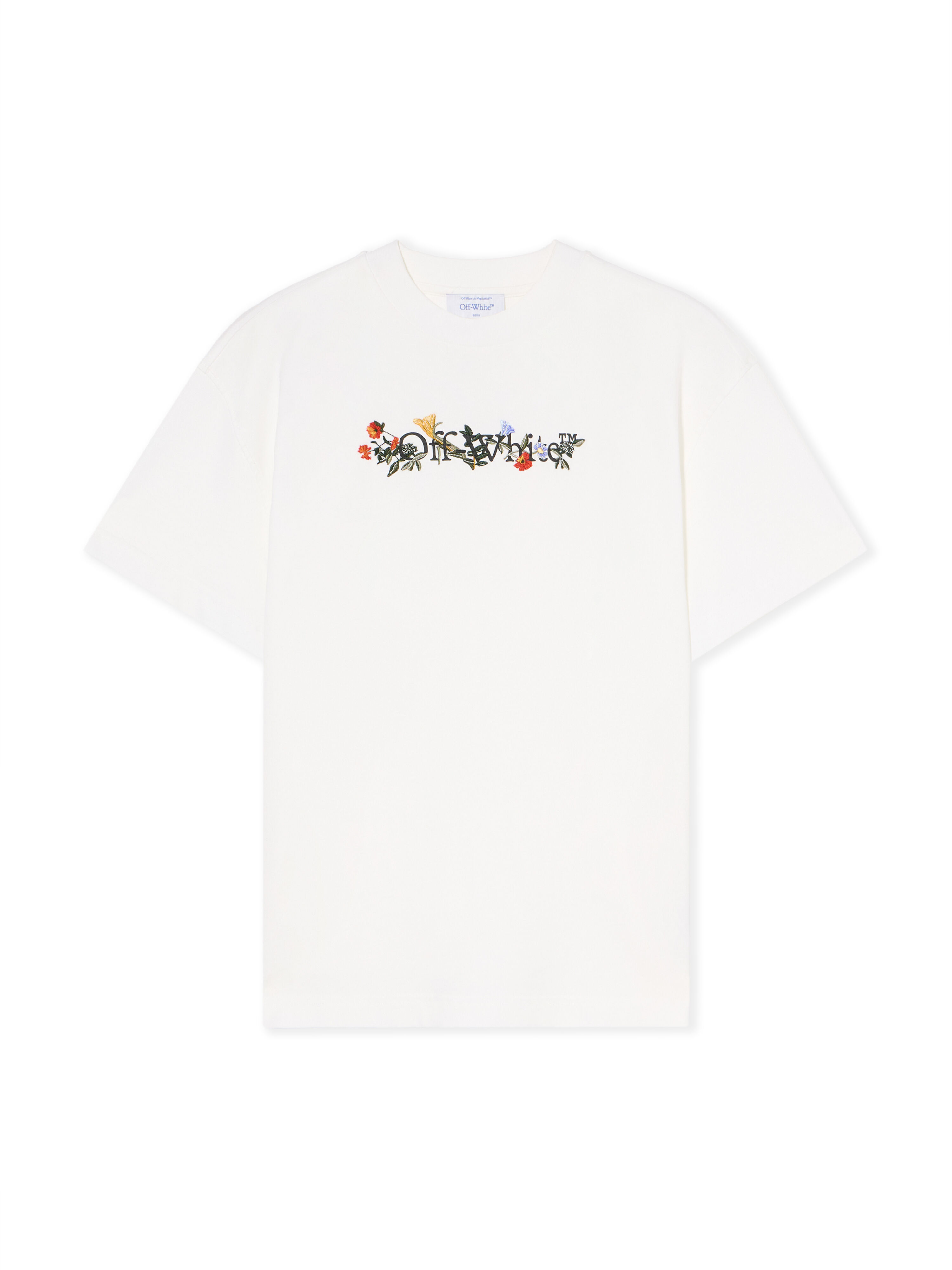 OFF WHITE Bookish Flowers Logo Tee WHITE - BLACK OWAA089F25JER002