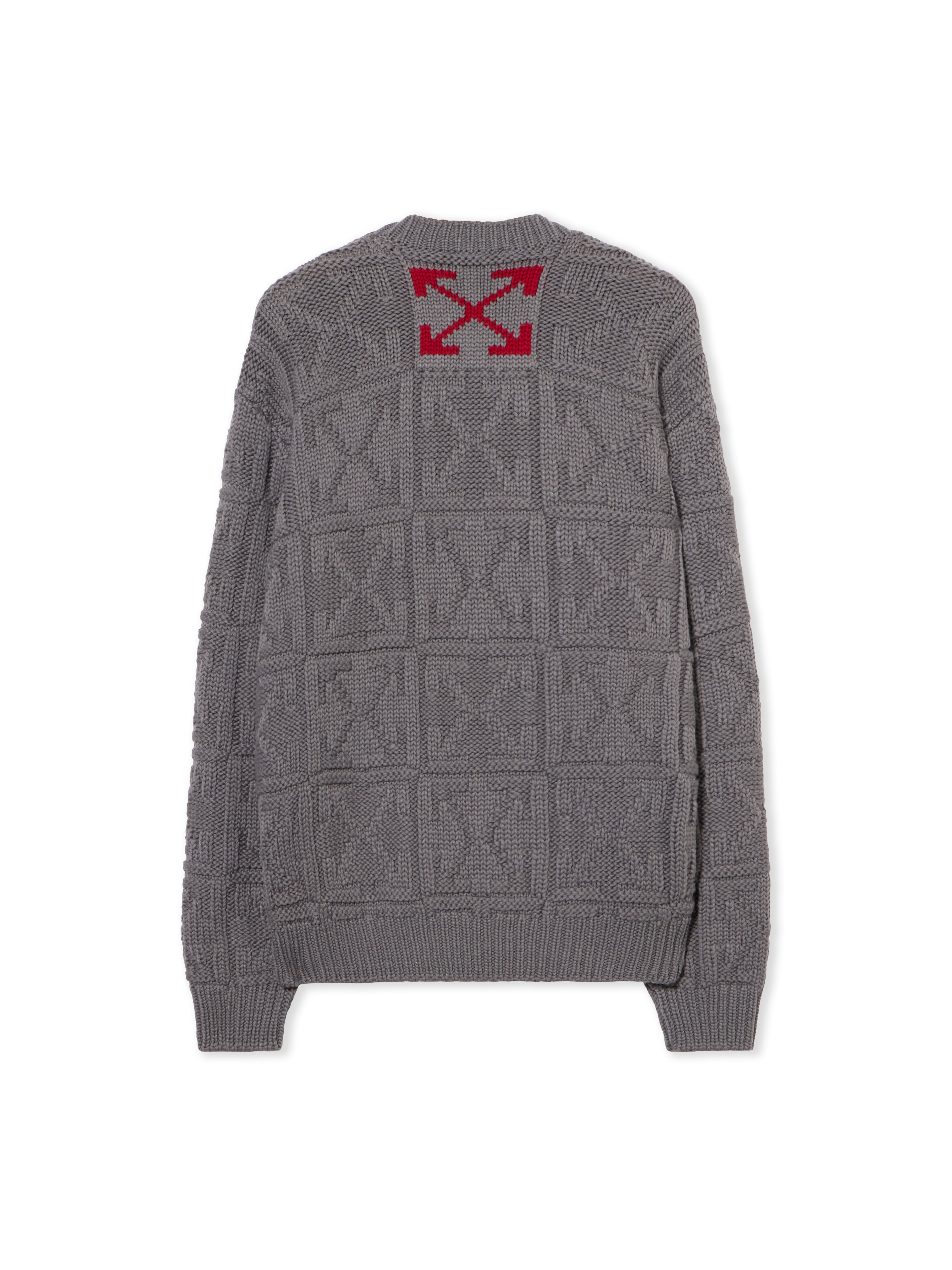 OFF WHITE Arrow Ao 3D Stitch Knit Crewn GREY - CHILI PEPPER OMHE20PF25KNI001