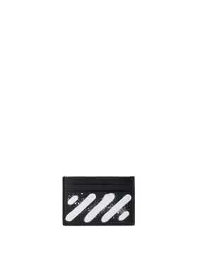 OFF WHITE Diagonal Spray Card Case BLACK - WHITE OMND079F25LEA002