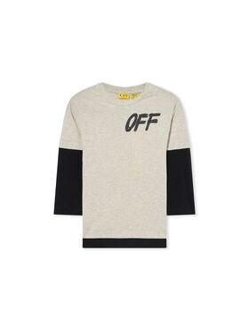OFF WHITE Shared Logo Double Layer Long Sleeve T-Shirt GREY MELANGE 44BAB005F26J001