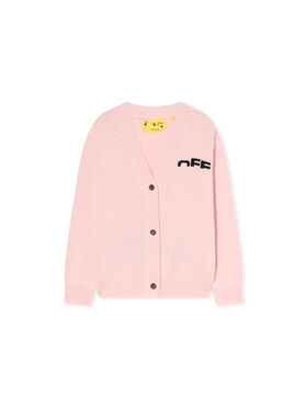 OFF WHITE Logo Detail Knit Cardigan SOFT PINK - BLACK OGHB002F25KNI001