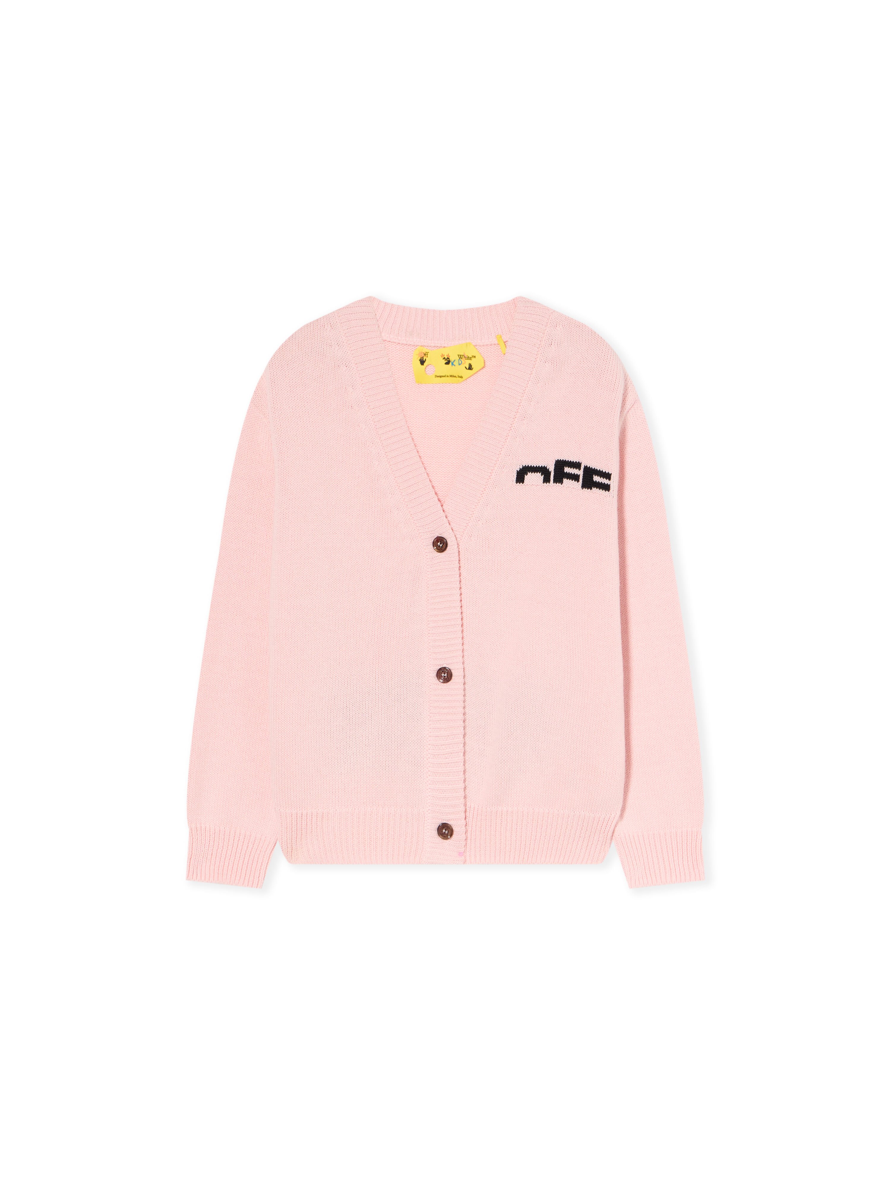 OFF WHITE Logo Detail Knit Cardigan SOFT PINK - BLACK OGHB002F25KNI001