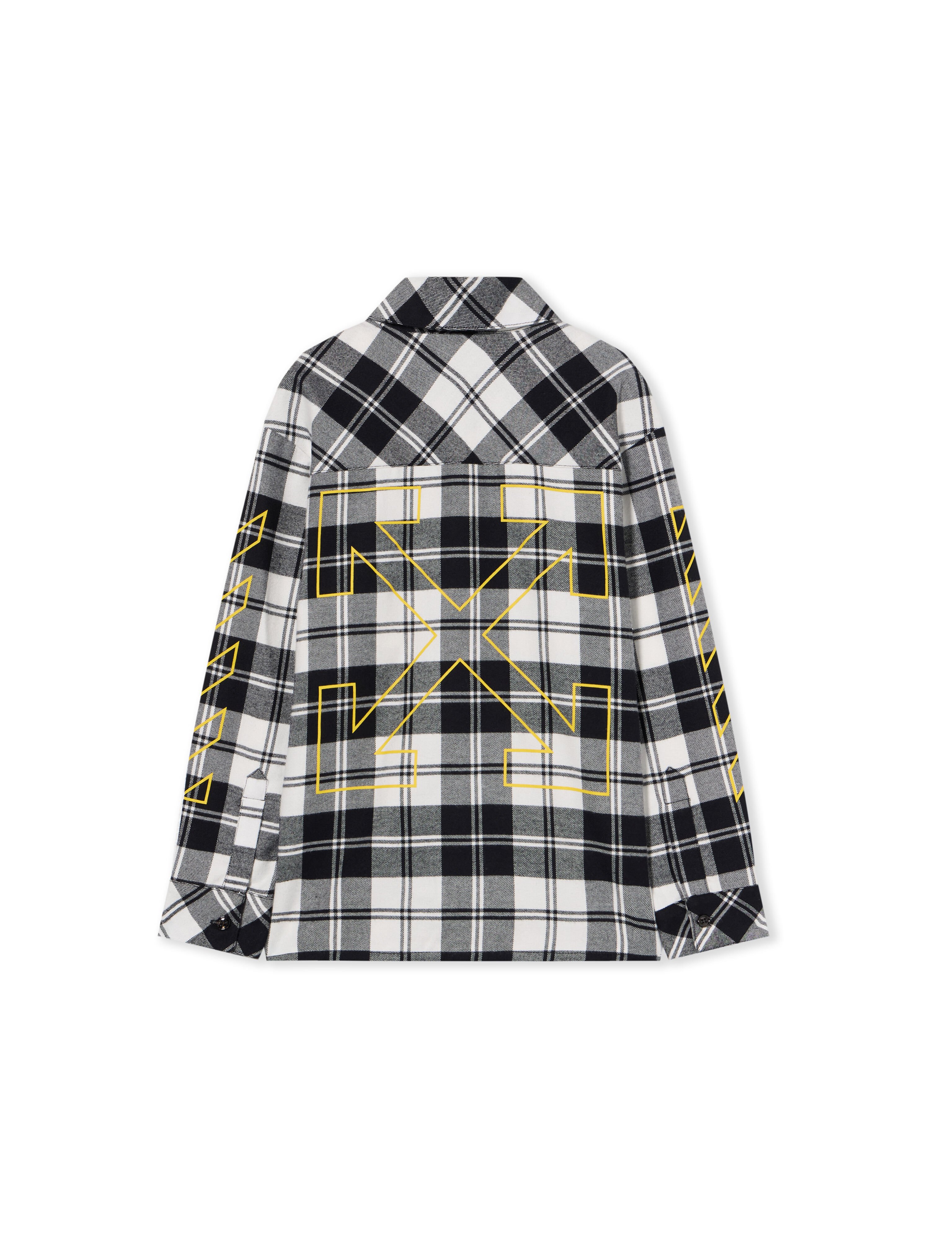 OFF WHITE Diagonal Flannel Shirt BLACK - YELLOW OBGA001F25FAB001