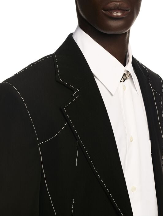 Black 00 Wool Blazer OFF WHITE Black 00 Wool Blazer BLACK OMEN09HS25FAB003