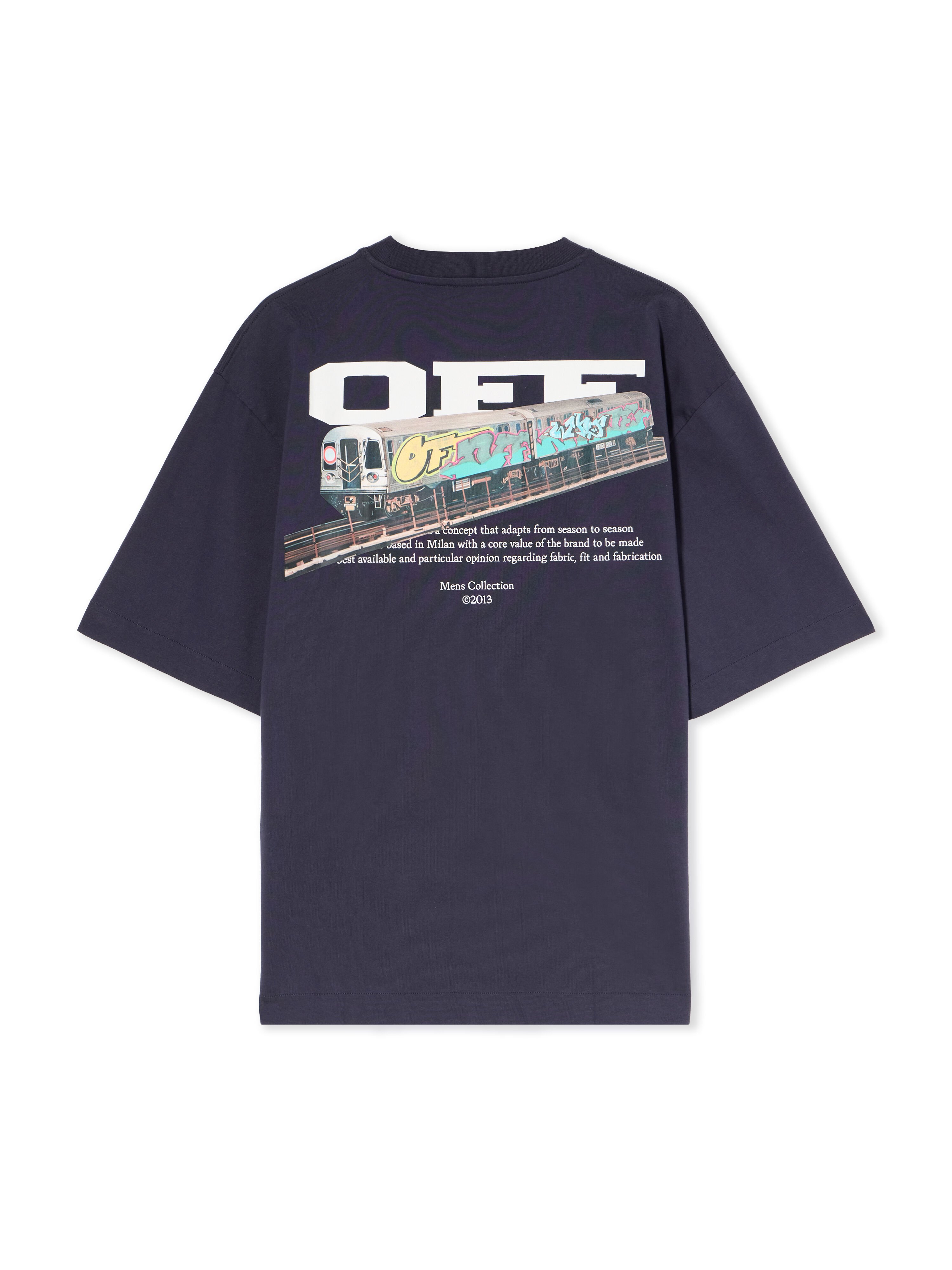 OFF WHITE Train Off Skate Short Sleeve Logo Tee DARK SAPPHIRE - WHITE OMAA120F25JER004