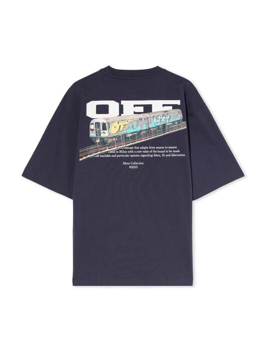 Train Off Skate Short Sleeve Logo Tee OFF WHITE Train Off Skate Short Sleeve Logo Tee DARK SAPPHIRE - WHITE OMAA120F25JER004