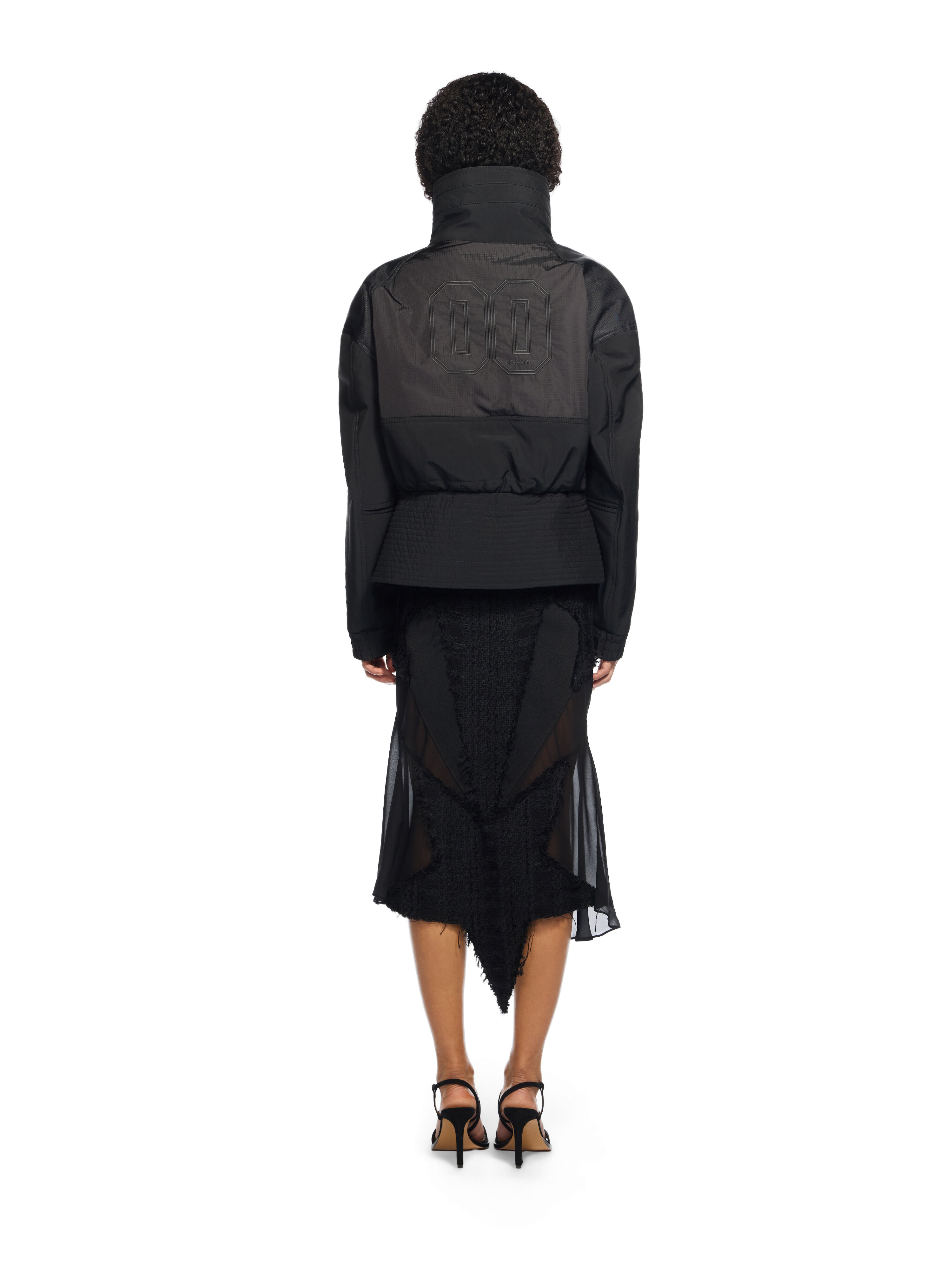 Race Peplum Bomber Jacket OFF WHITE Race Peplum Bomber Jacket BLACK - NO COLOR OWEH033W25FAB001