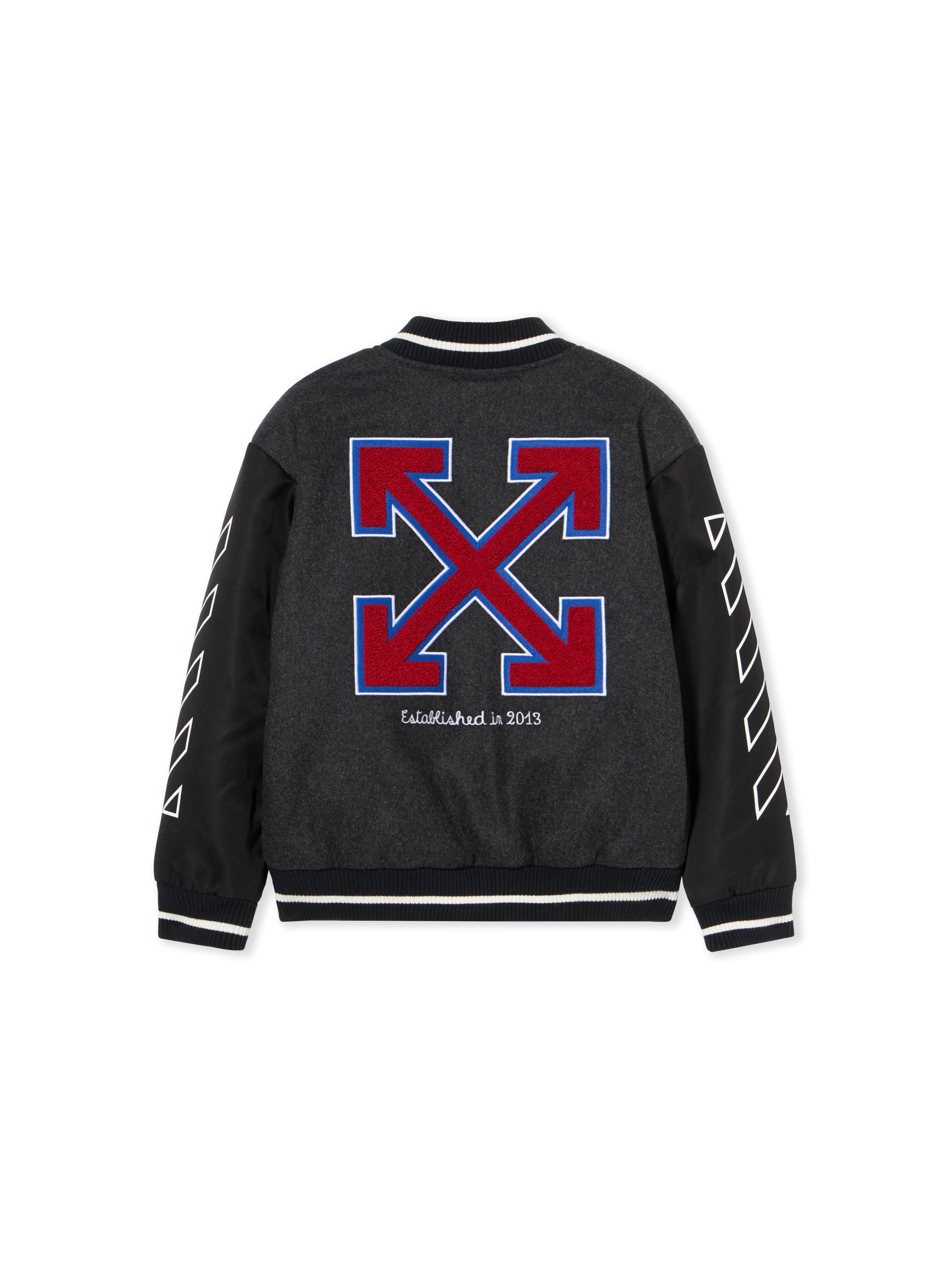 OFF WHITE Terry Patch Varsity Jacket DARK GREY - RED OBEH001F25FAB001