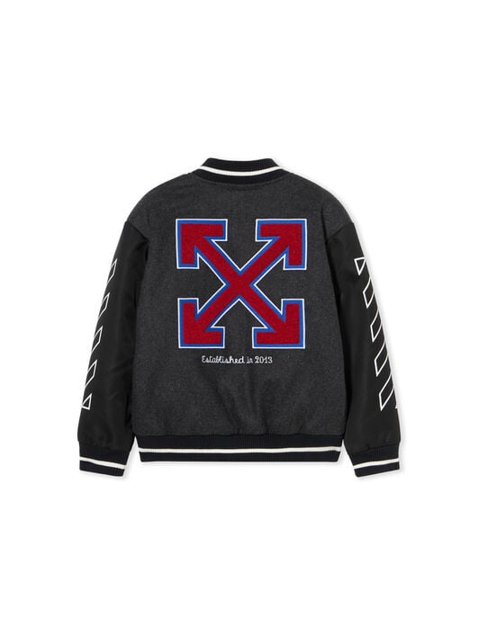 Terry Patch Varsity Jacket OFF WHITE Terry Patch Varsity Jacket DARK GREY - RED OBEH001F25FAB001